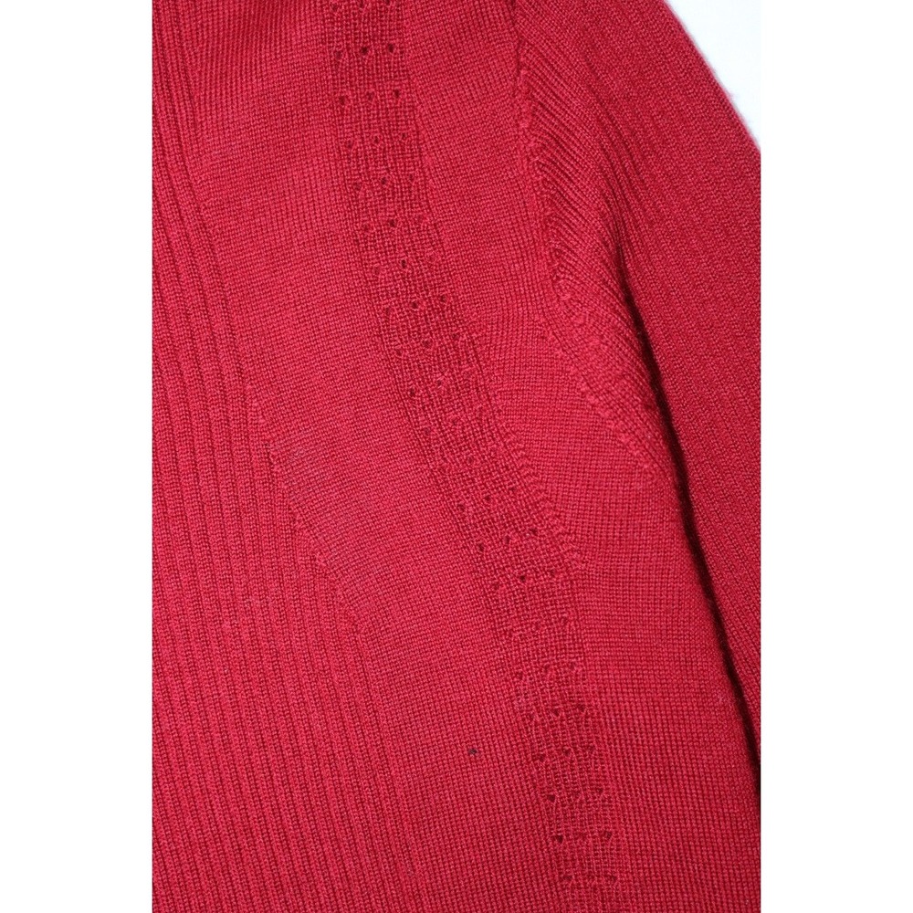 Elie Tahari Raspberry Mock Neck Ribbed Sweater Top Merino Wool Sz S - Picture 5 of 12